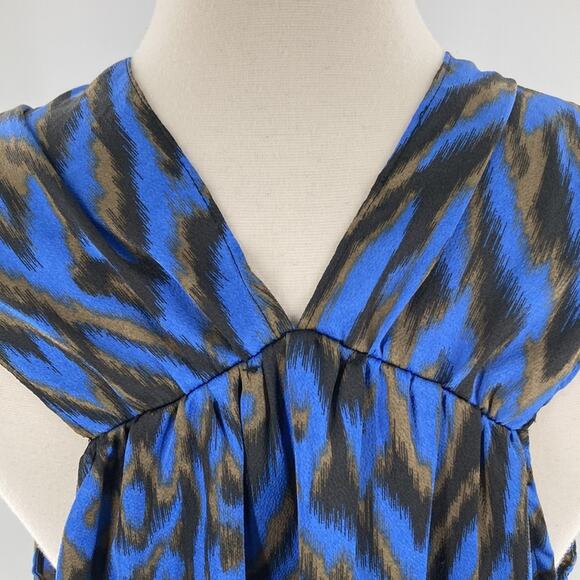 Ava & Aiden Women's Blue Brown Silky Sleeveless Blouse Top Size Large New - Picture 9 of 11